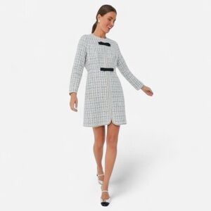 Tuckernuck Pomander Place Ivory Bow Tweed Brigitta Long Sleeve Mini Dress